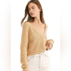 Free People V-Neck Sweater in Camel 🐪